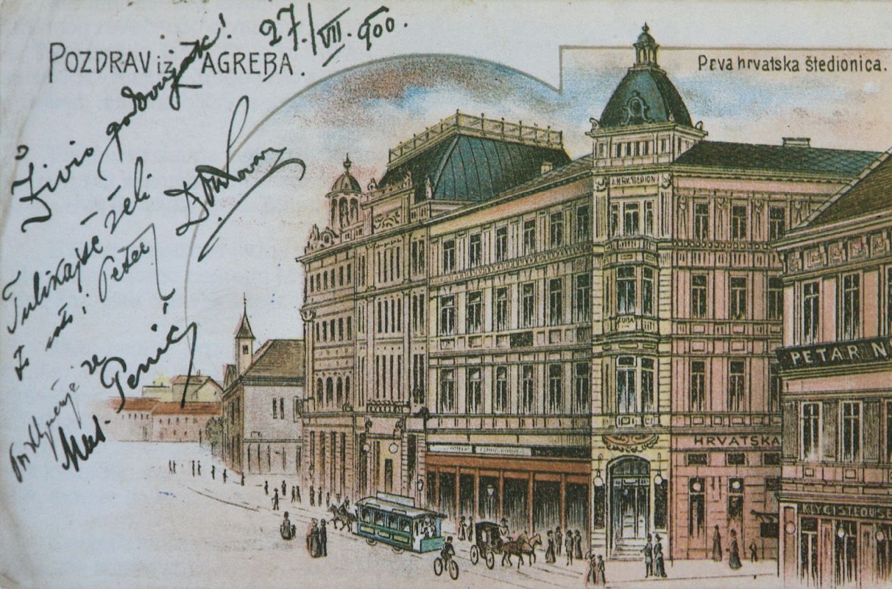 Ilica 5 - Margaretska 1900. godne. Prva hrvatska štedionica